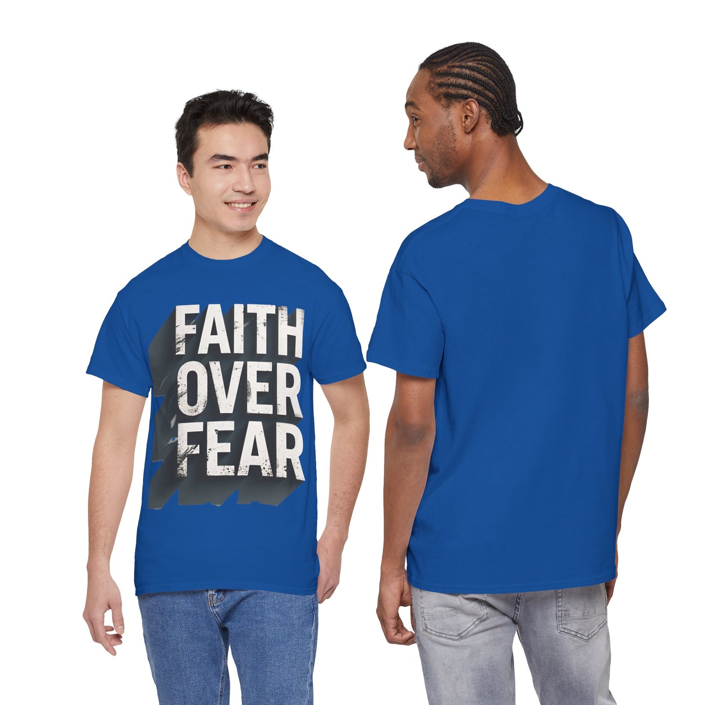 Faith Over Fear Cotton Tee — Distressed Inspirational Graphic
