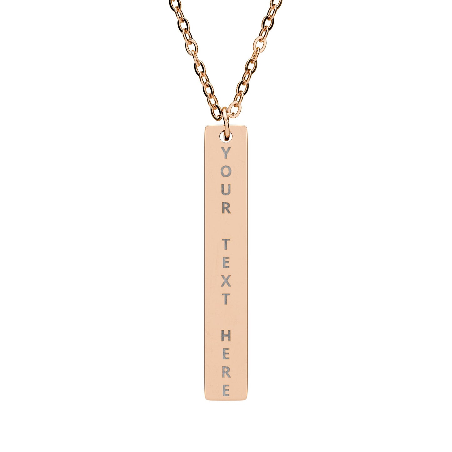 Personalized Vertical Bar Necklace — Engraved Name or Message Pendant