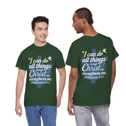 Philippians 4:13 Cotton Tee — "I Can Do All Things" Christian Prayer T-Shirt