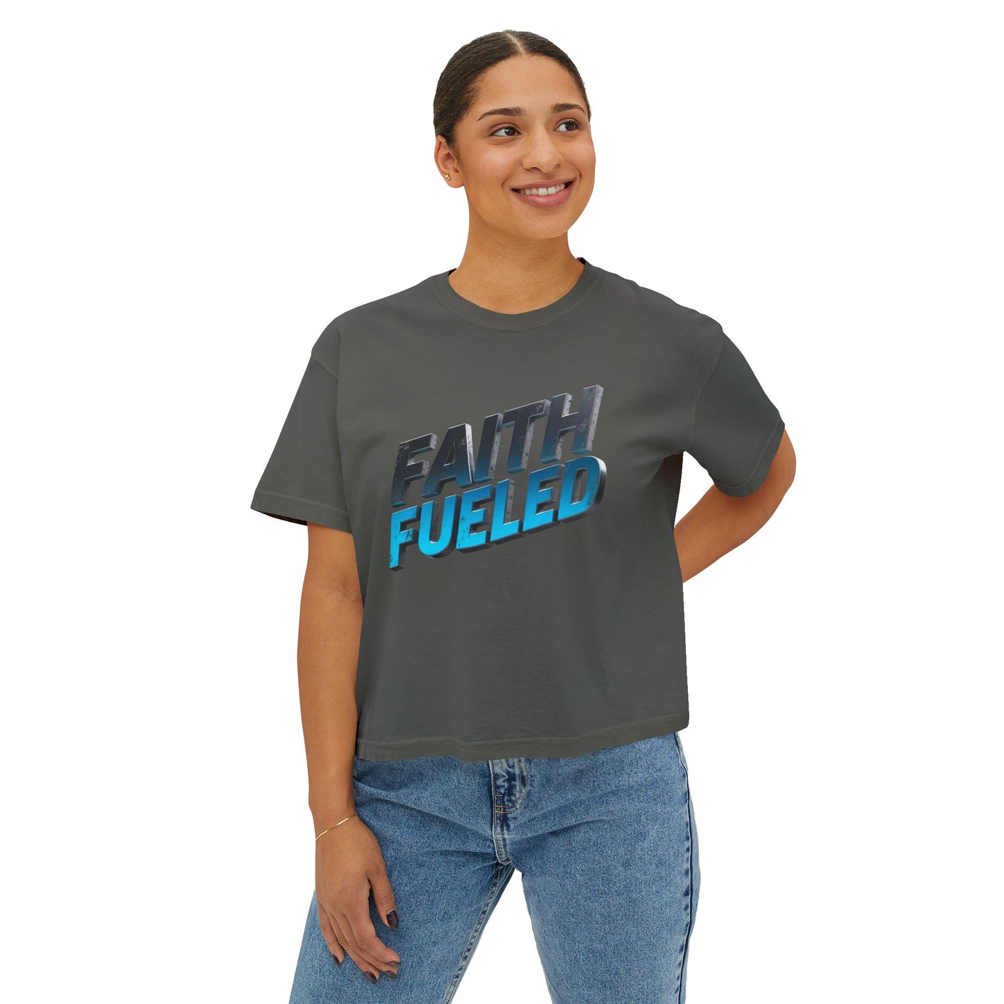 Faith Fueled Boxy Tee — Women's Inspirational Graphic Tee