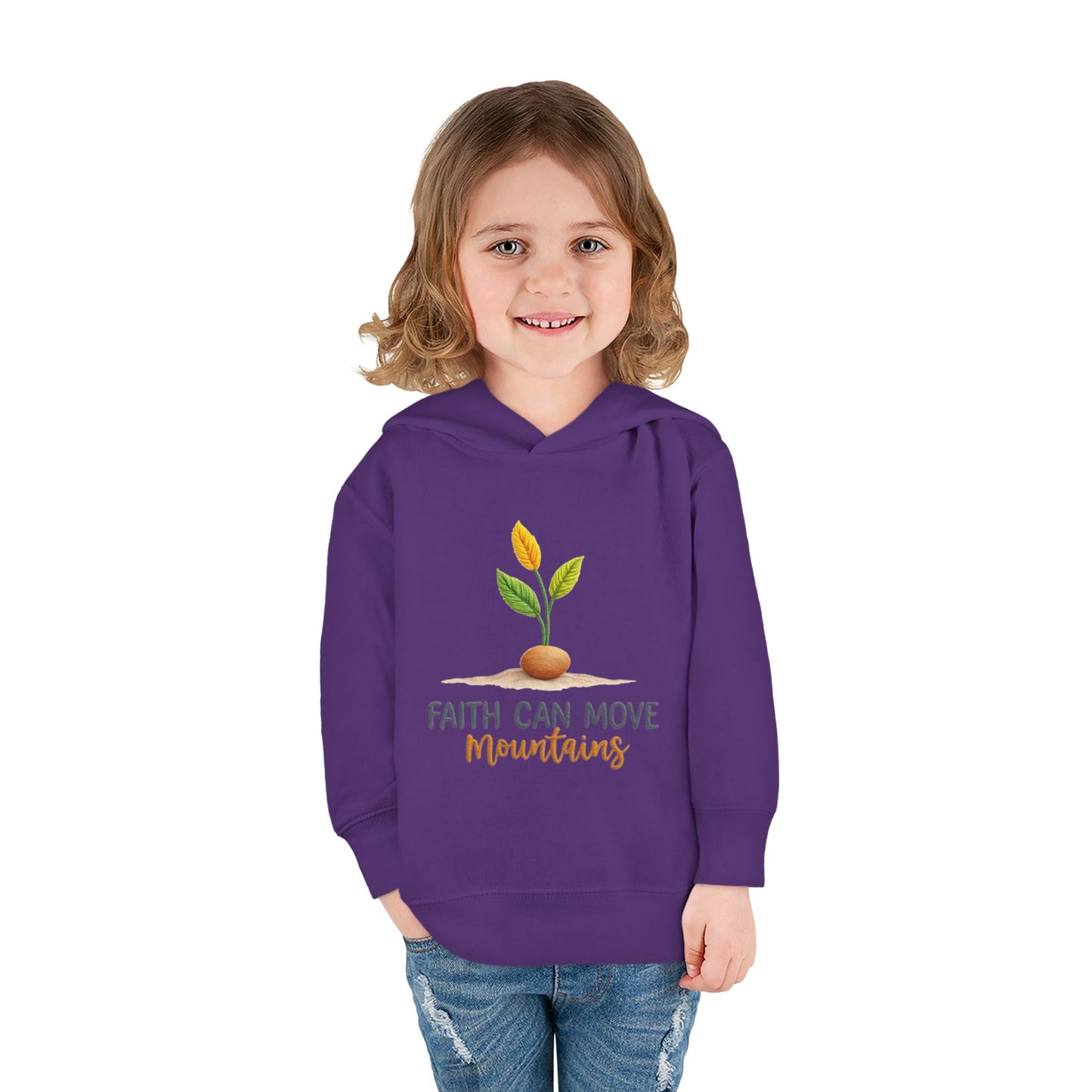 Toddler Hoodie - "Faith Can Move Mountains" Plant Graphic