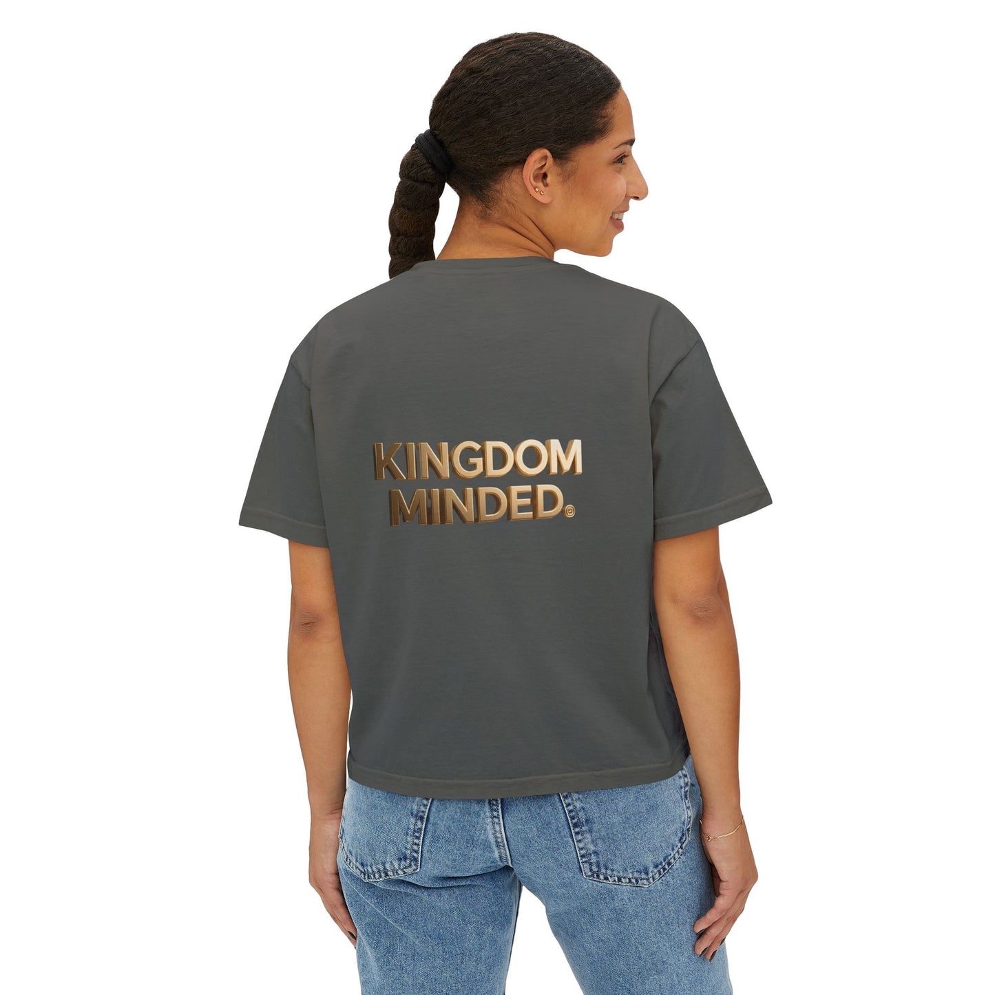 Kingdom Minded Boxy Tee — Women's Faith-Inspired Cropped T-Shirt