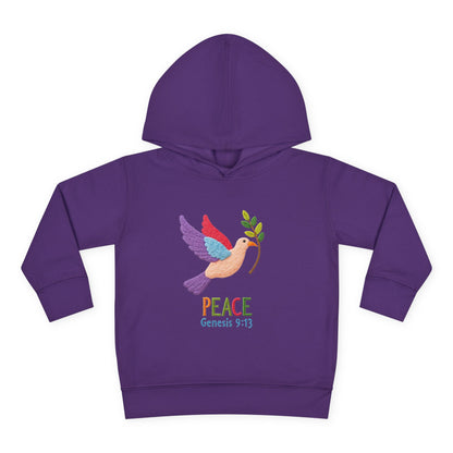 Toddler Hoodie — Colorful Peace Dove with Olive Branch & “PEACE Genesis 9:13”