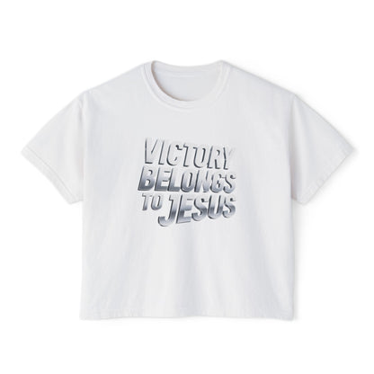 Victory Belongs to Jesus Boxy Tee — Christian Faith Graphic Tee