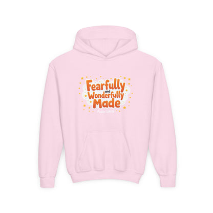 Youth Hoodie — "Fearfully & Wonderfully Made" Christian Kids Sweatshirt (Psalm 139:14)
