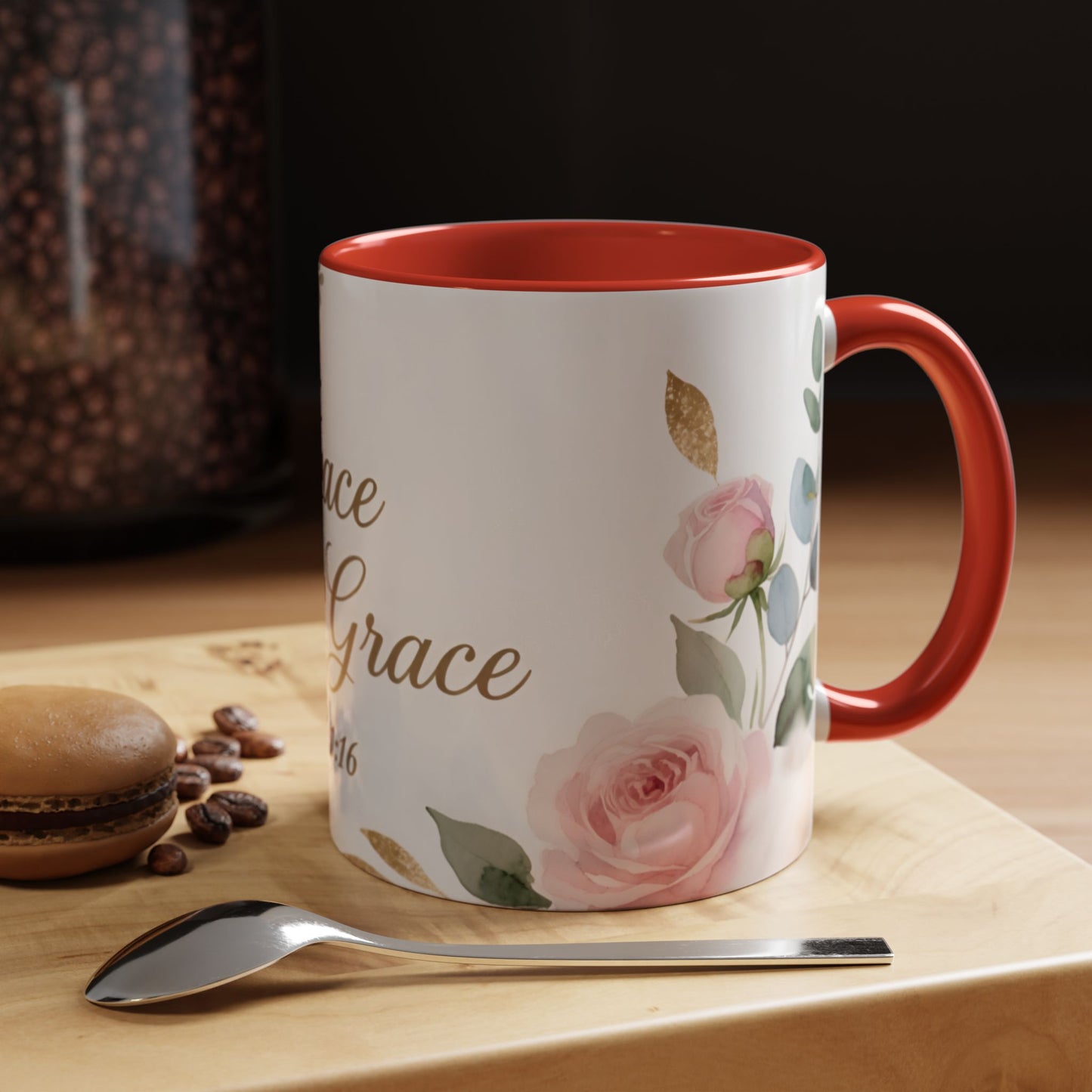 Grace Upon Grace Coffee Mug — Floral John 1:16 Scripture Accent Mug