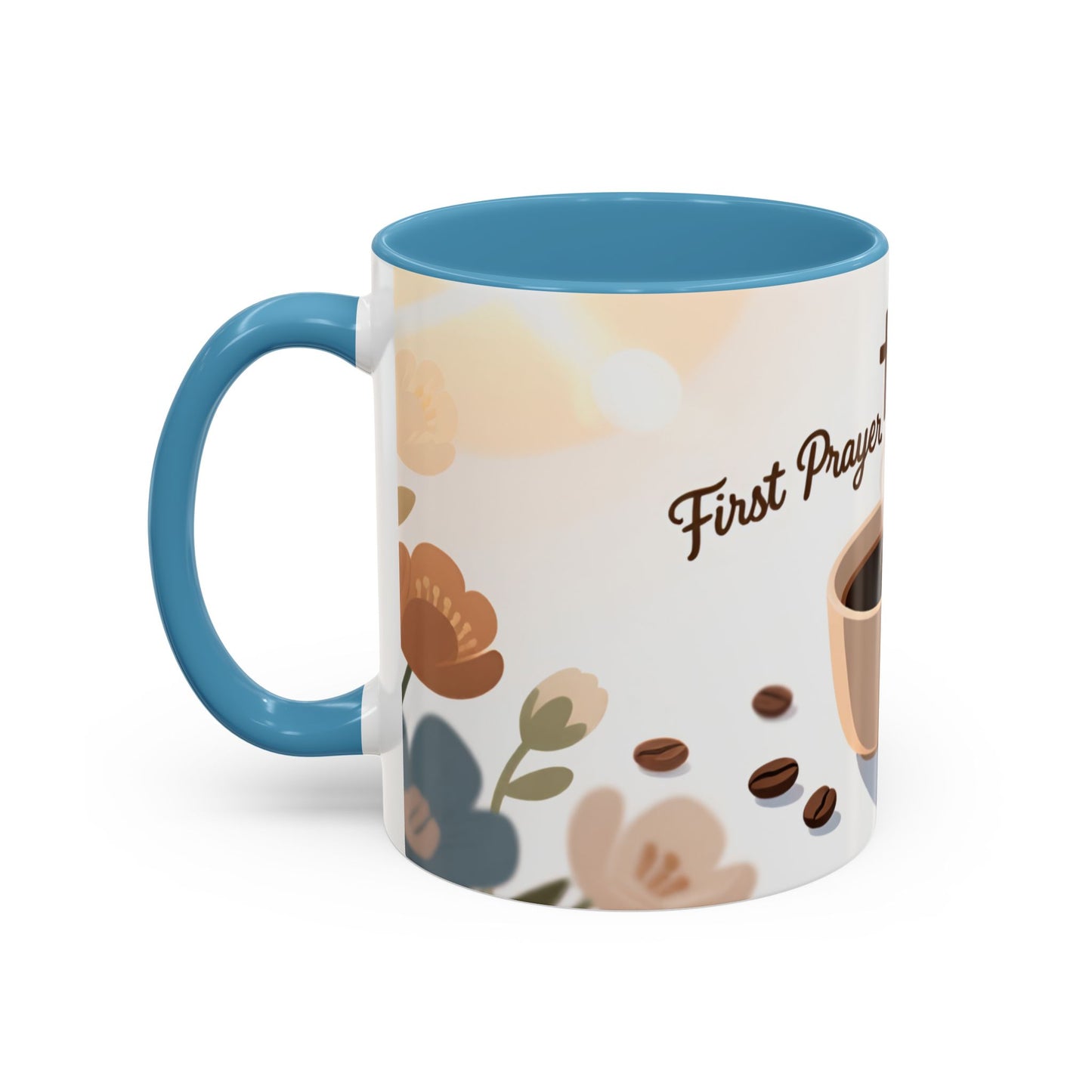 Prayer Then Coffee Mug — Christian Scripture Coffee Cup (1 Thessalonians 5:17) (Multi Color )