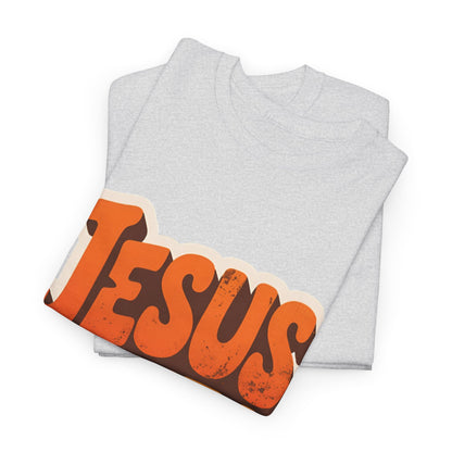 Jesus Saves Retro Tee — Bright Sunset Faith T-Shirt
