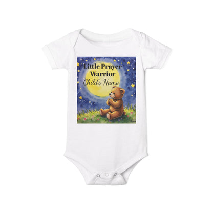 Infant One-Piece — 'Little Prayer Warrior' Bear Baby Bodysuit (Personalize Name)