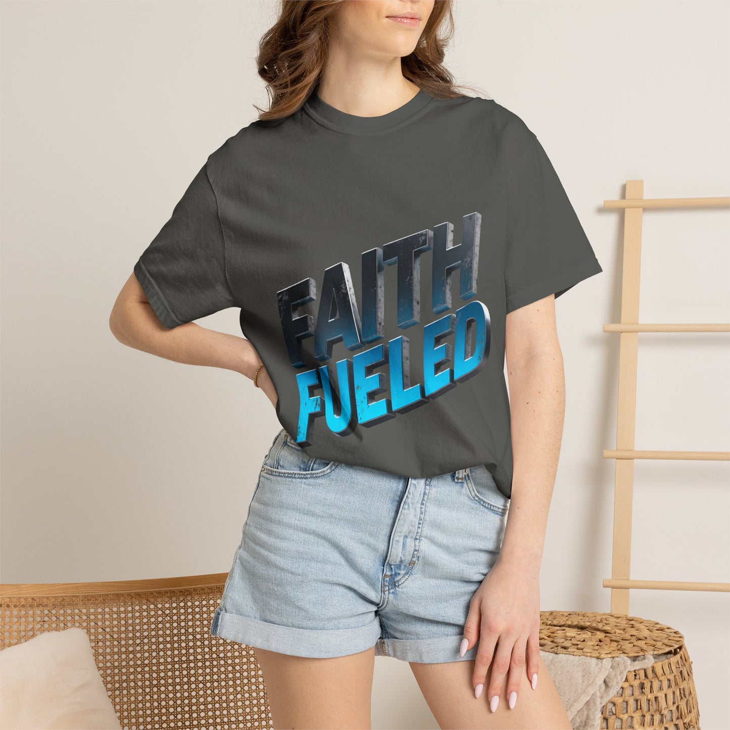 Faith Fueled Garment-Dyed Tee — Vintage Two-Tone Christian T-Shirt