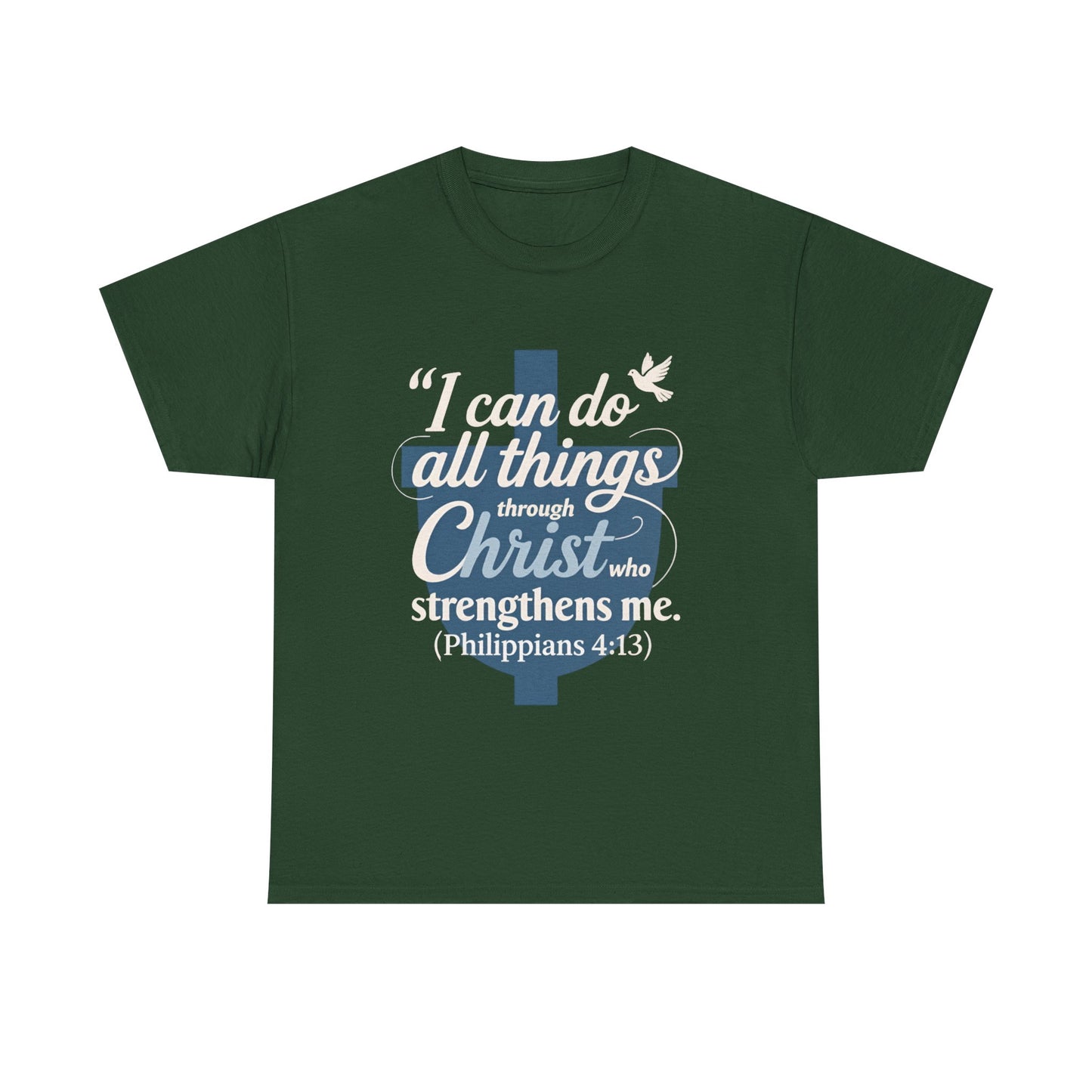 Philippians 4:13 Cotton Tee — "I Can Do All Things" Christian Prayer T-Shirt