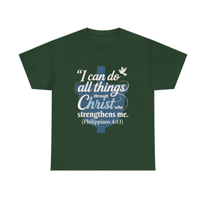 Philippians 4:13 Cotton Tee — "I Can Do All Things" Christian Prayer T-Shirt