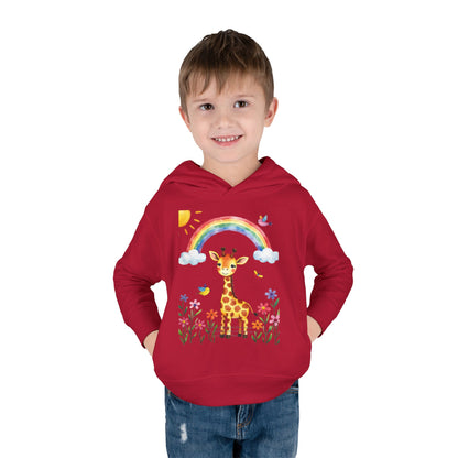 Toddler Hoodie — Giraffe Rainbow Floral Pullover