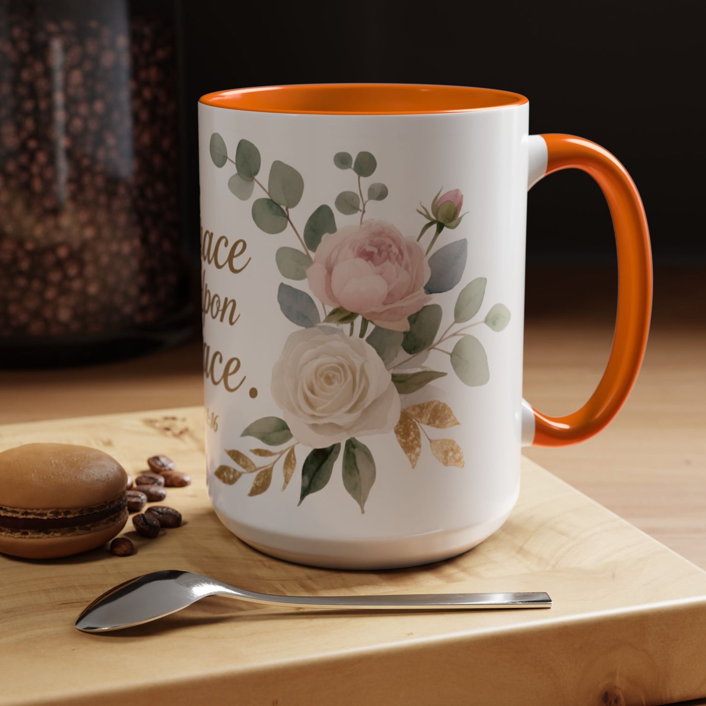 Grace Upon Grace Floral Coffee Mug — John 1:16 Scripture Accent Mug