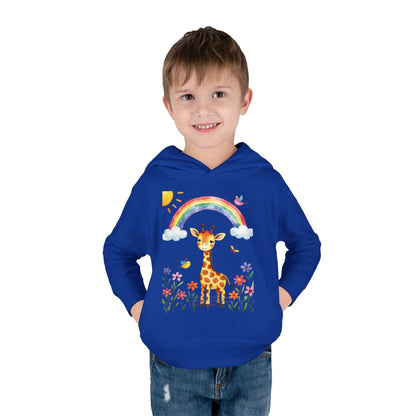 Toddler Hoodie — Giraffe Rainbow Floral Pullover