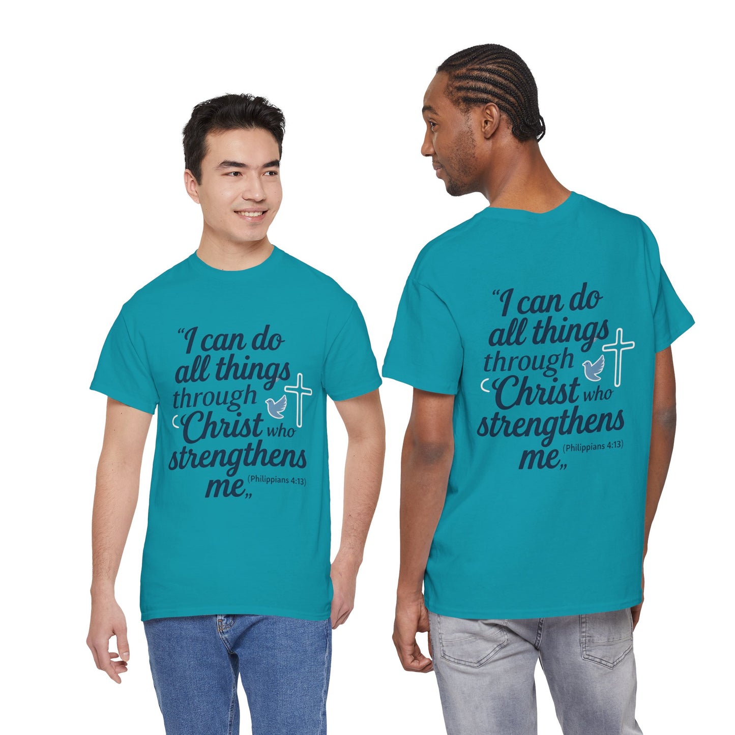 Inspirational Christian T-Shirt - "I Can Do All Things Through Christ" Bible Verse Tee