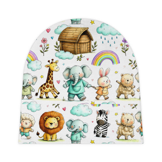 Cute Noah's Ark Baby Beanie — Animal Nursery Newborn Hat