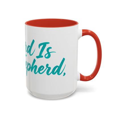 Scripture Accent Coffee Mug — Teal Hand-Lettered Encouragement (11/15 oz)