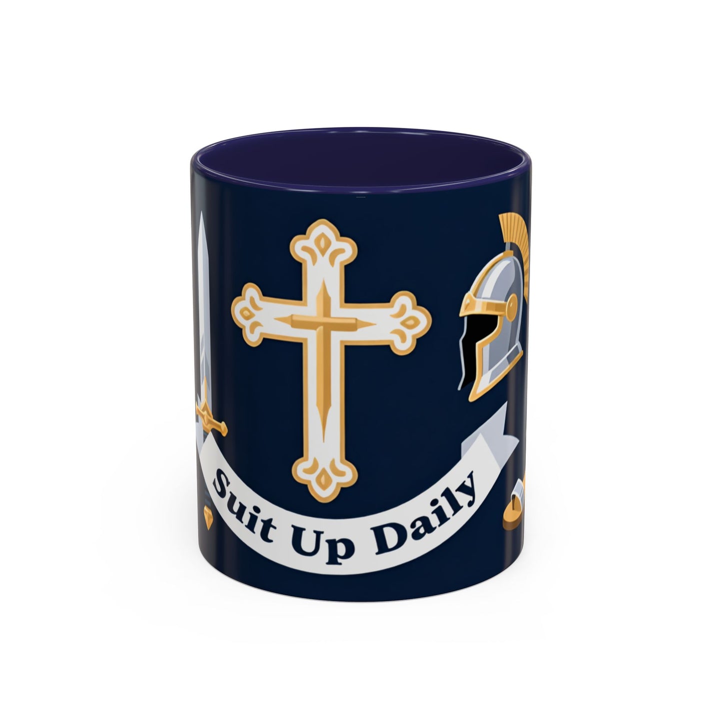 Christian Knight Coffee Mug — “Suit Up Daily” Accent Ceramic Mug