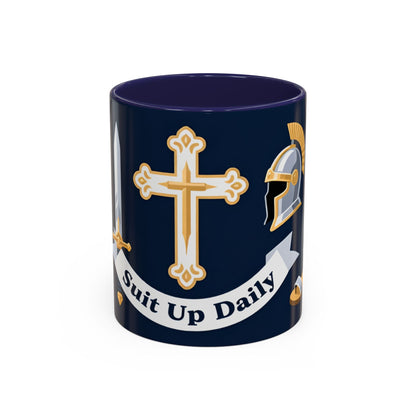 Christian Knight Coffee Mug — “Suit Up Daily” Accent Ceramic Mug