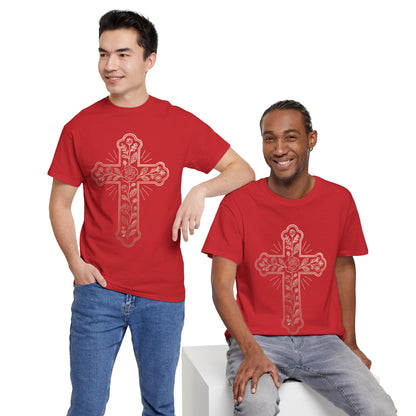 Floral Cross Tee – Delicate Pink Botanical Christian T-Shirt