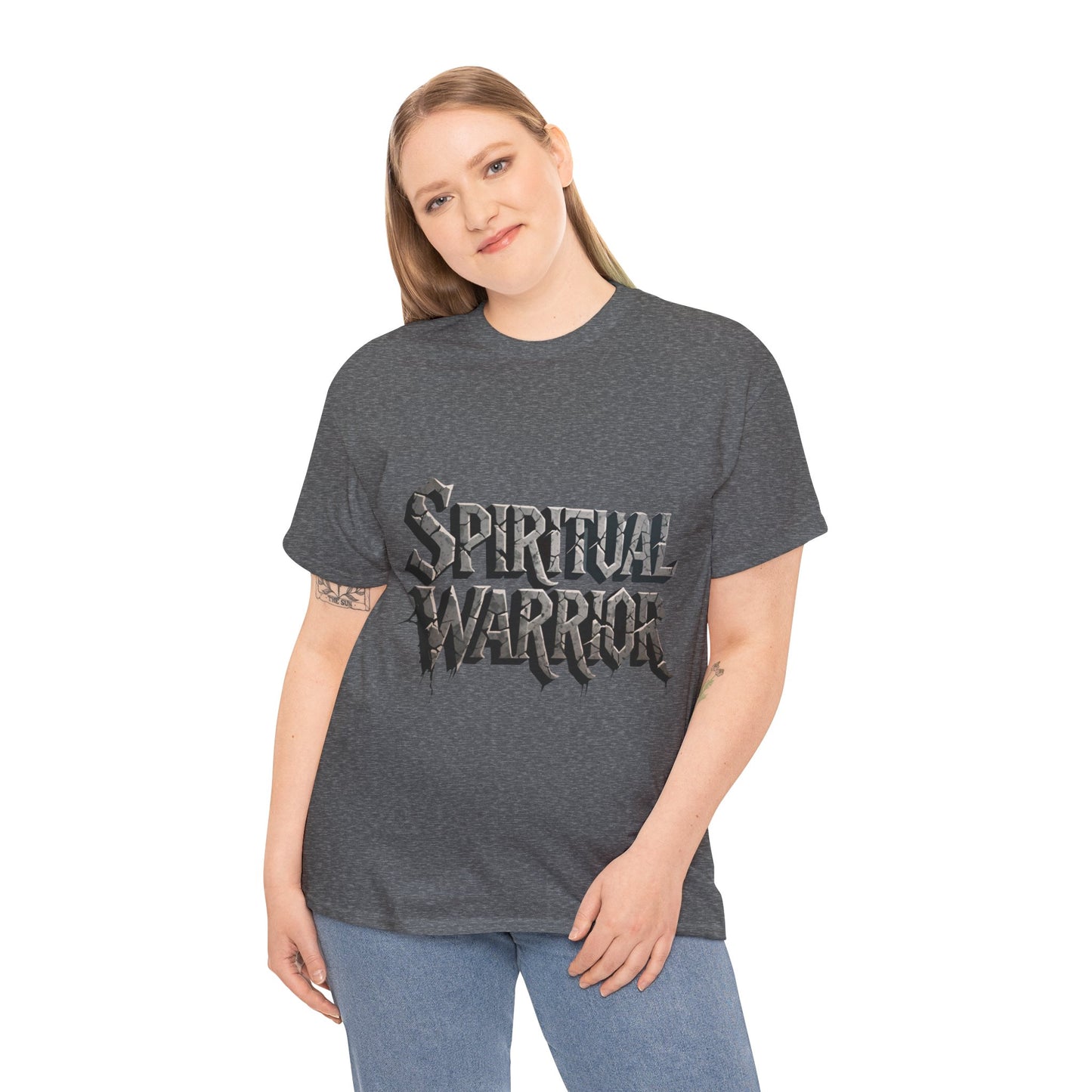 Spiritual Warrior T-Shirt — Gothic Lettering Faith & Strength Tee
