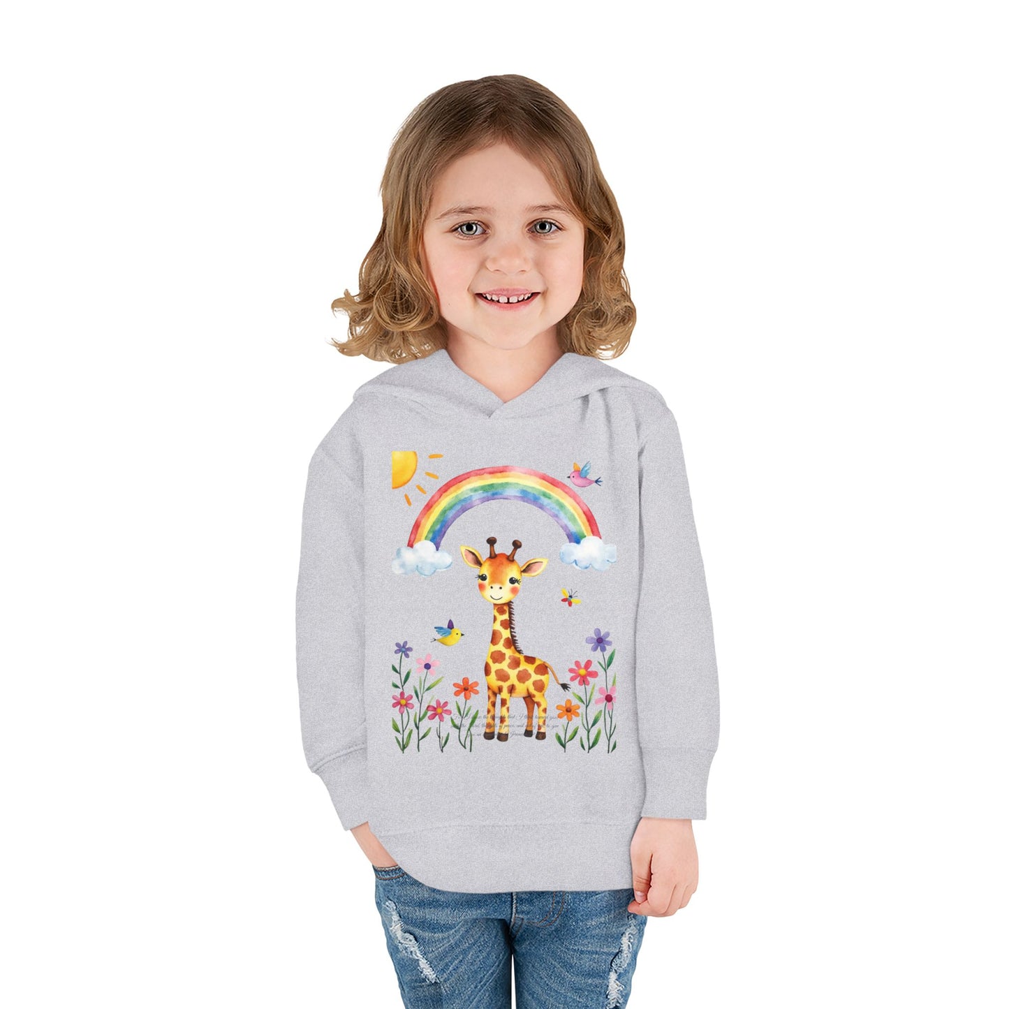 Toddler Hoodie — Giraffe Rainbow Floral Pullover