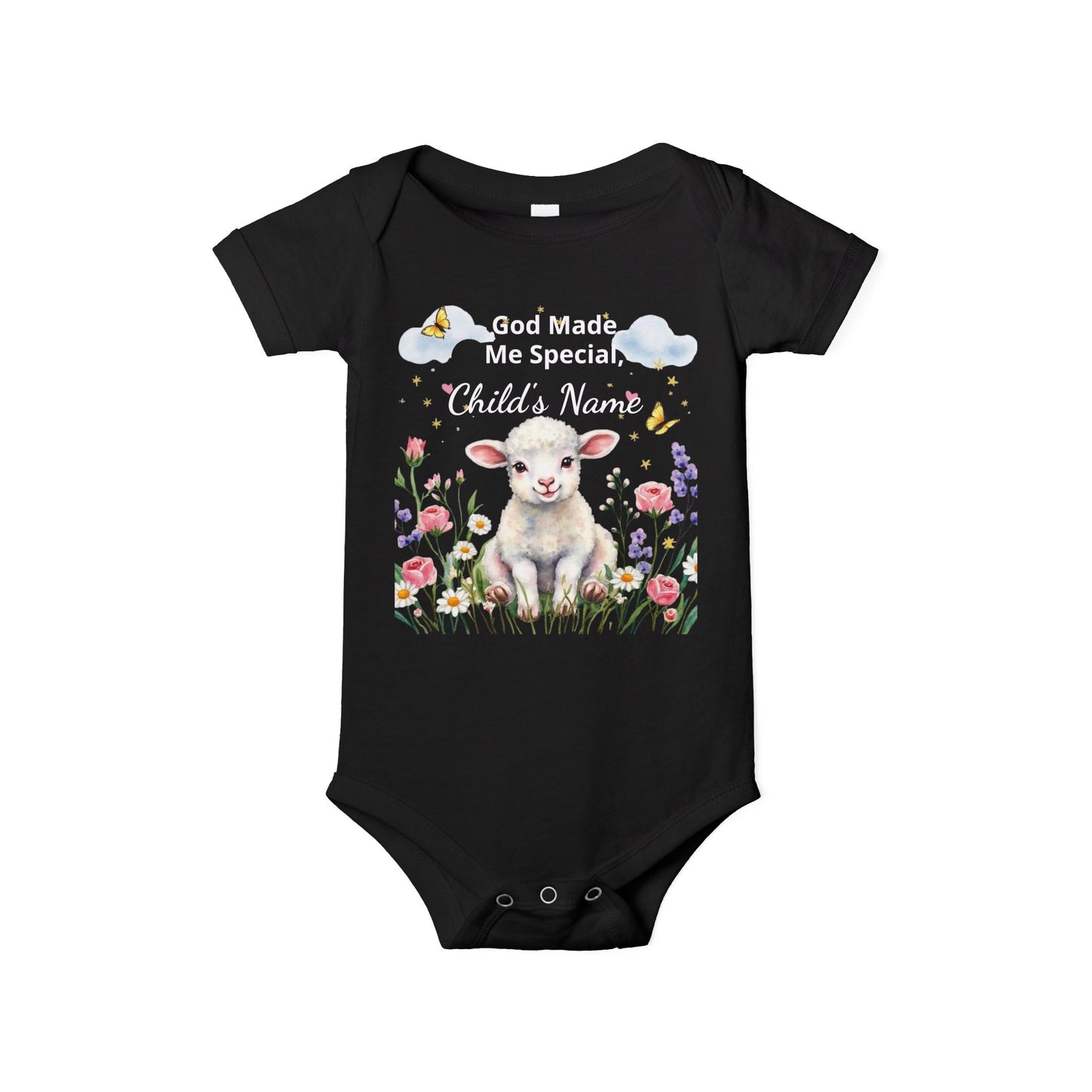 Infant Onesie - "God Made Me Special" Lamb Baby Bodysuit (What a Wonderful World)
