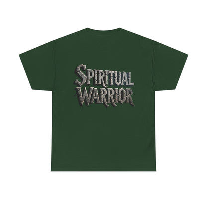 Spiritual Warrior T-Shirt — Gothic Lettering Faith & Strength Tee