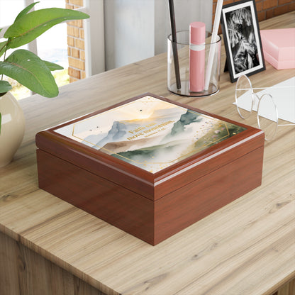 Inspirational 'Faith Can Move Mountains' Jewelry Box — Mountain Sunrise Keepsake