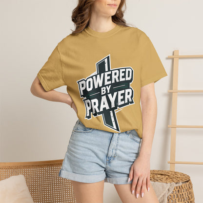Powered by Prayer T‑Shirt — Faith Graphic Tee with Cross