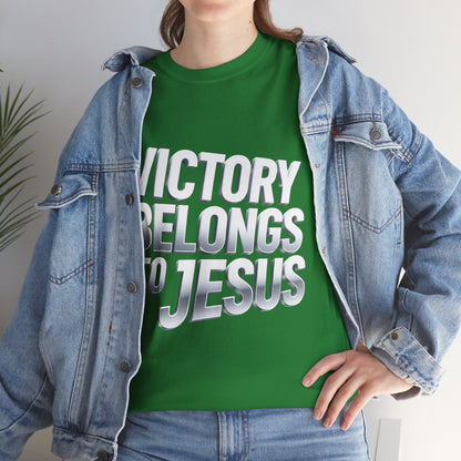 Victory Belongs to Jesus T-Shirt — Heavyweight Christian Faith Tee