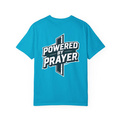 Powered by Prayer T‑Shirt — Faith Graphic Tee with Cross