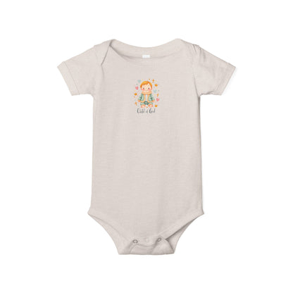 Infant One-Piece Bodysuit — Cute Little Girl Illustration "Hello World" Baby Bodysuit