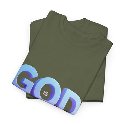 God Greater Gradient Tee — Soft Blue & Lilac Faith Shirt
