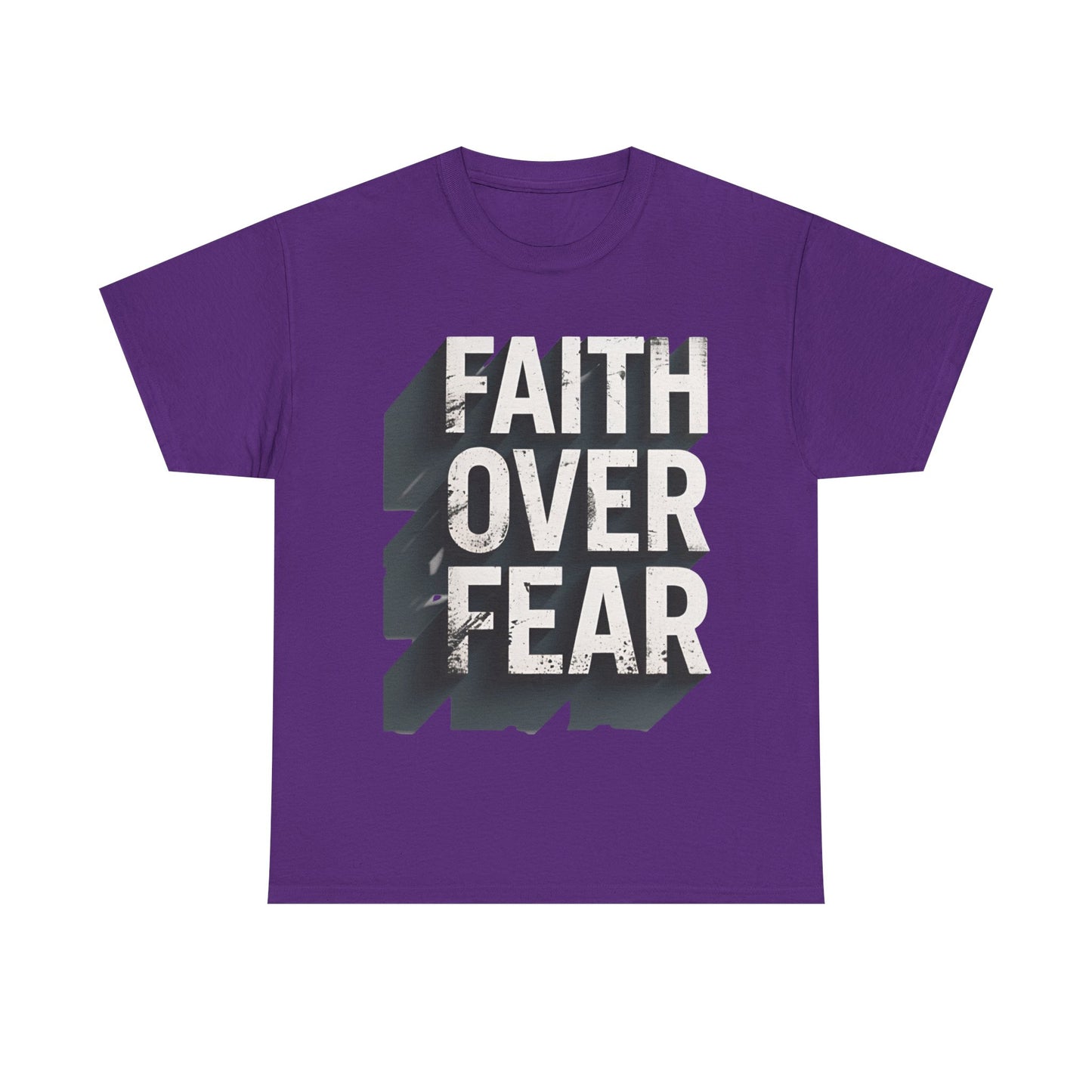 Faith Over Fear Cotton Tee — Distressed Inspirational Graphic
