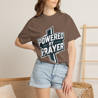 Powered by Prayer T‑Shirt — Faith Graphic Tee with Cross