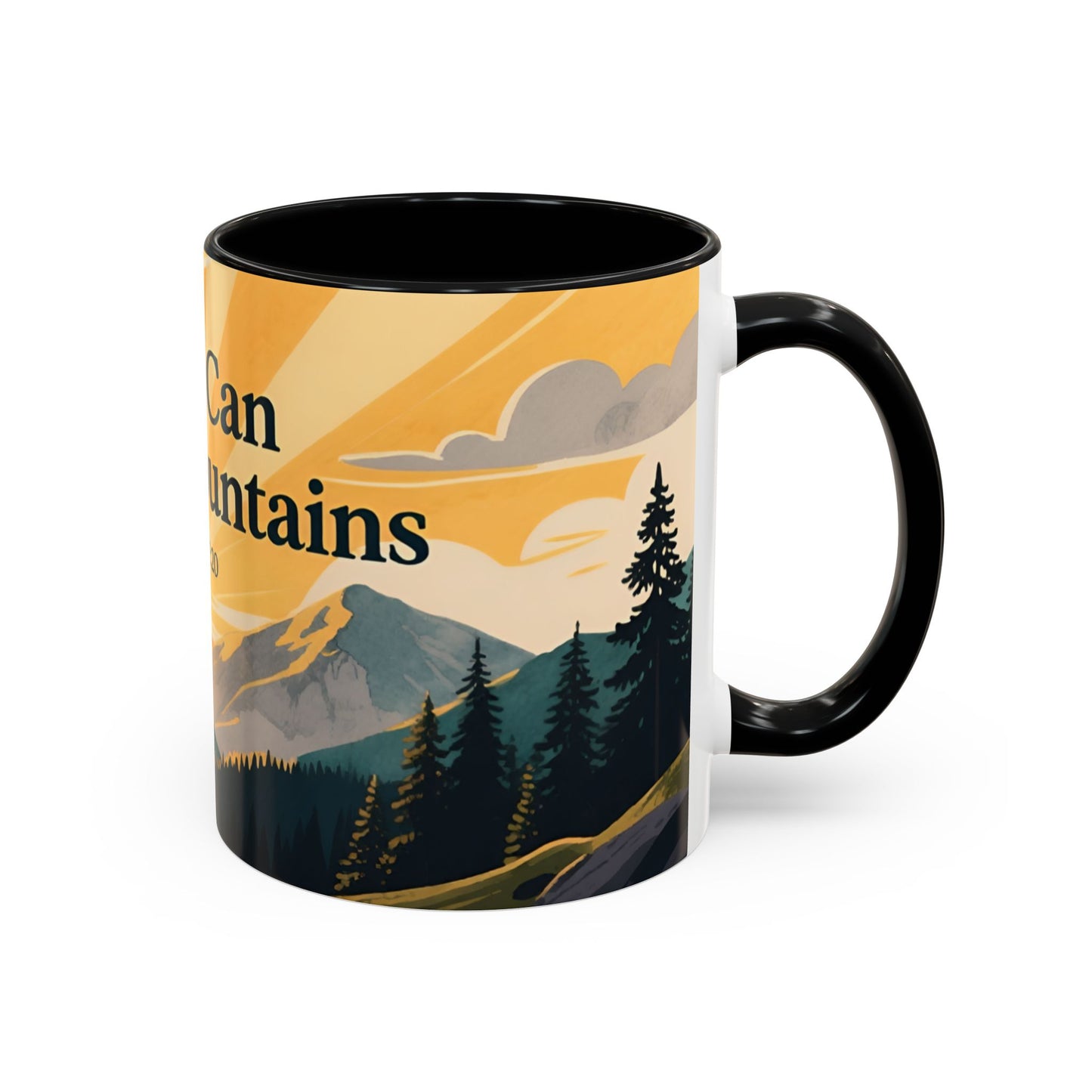 Faith Can Move Mountains Coffee Mug — Matthew 17:20 Inspirational Accent Mug