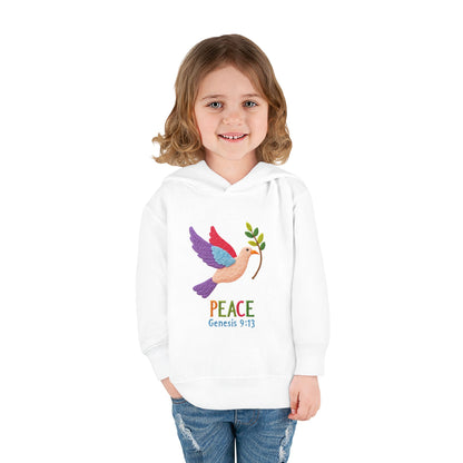 Toddler Hoodie — Colorful Peace Dove with Olive Branch & “PEACE Genesis 9:13”