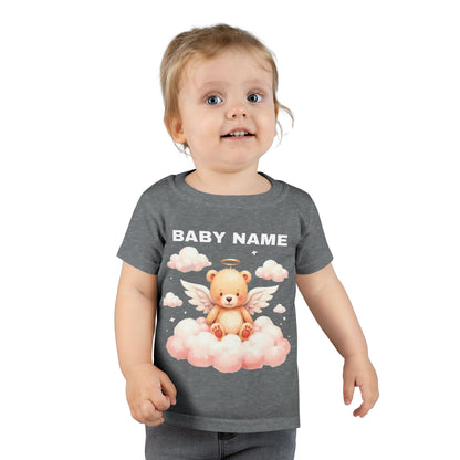 Personalized Toddler T-Shirt — Cute Angel Bear on Cloud (Custom "Baby Name")