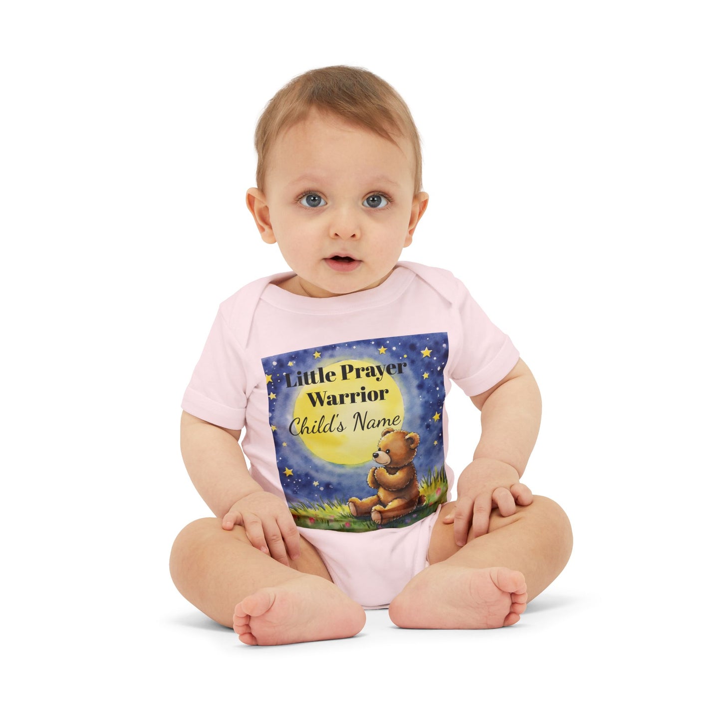 Infant One-Piece — 'Little Prayer Warrior' Bear Baby Bodysuit (Personalize Name)
