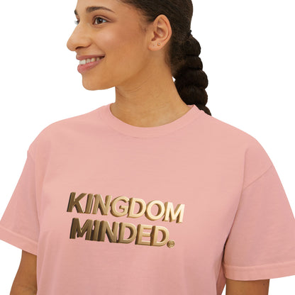 Kingdom Minded Boxy Tee — Women's Faith-Inspired Cropped T-Shirt