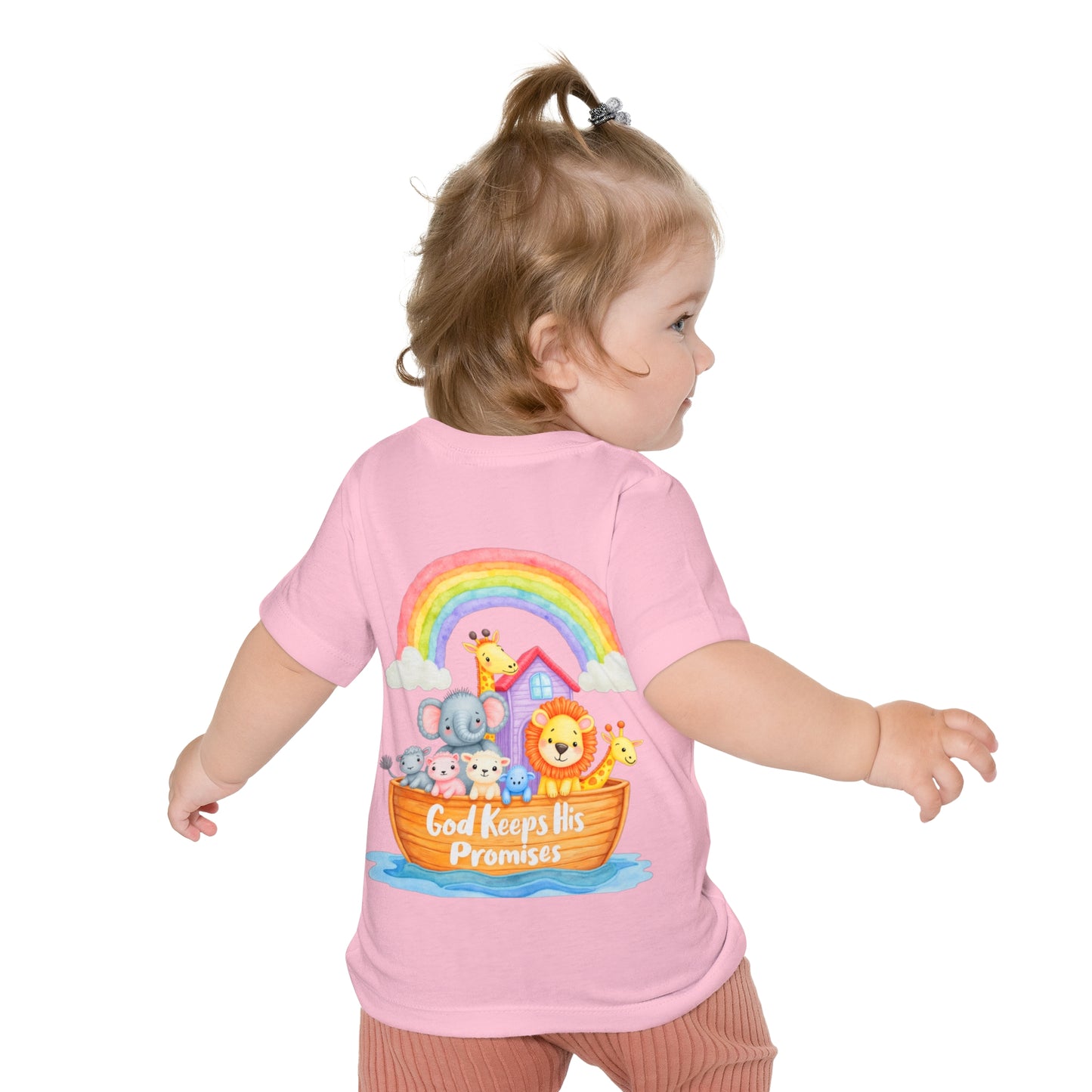 Baby T-Shirt — "God Keeps His Promises" Noah's Ark Rainbow Design