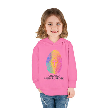 Toddler Hoodie — "Created With Purpose" Rainbow Fingerprint Cross