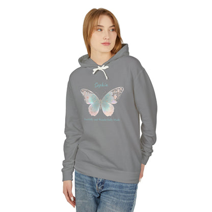 Butterfly Personalized Hoodie — Pastel Floral Butterfly Lightweight Hoodie