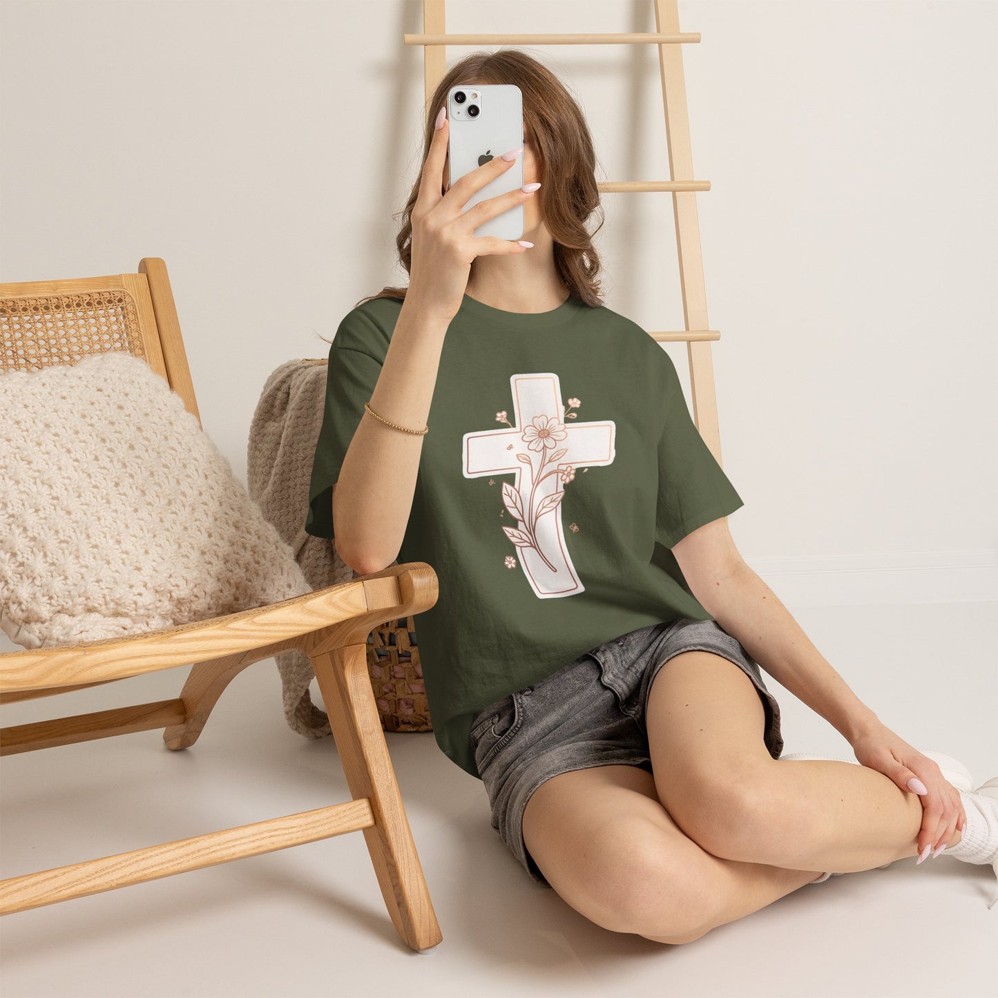 Floral Cross Tee — Delicate Bloom Christian T-Shirt