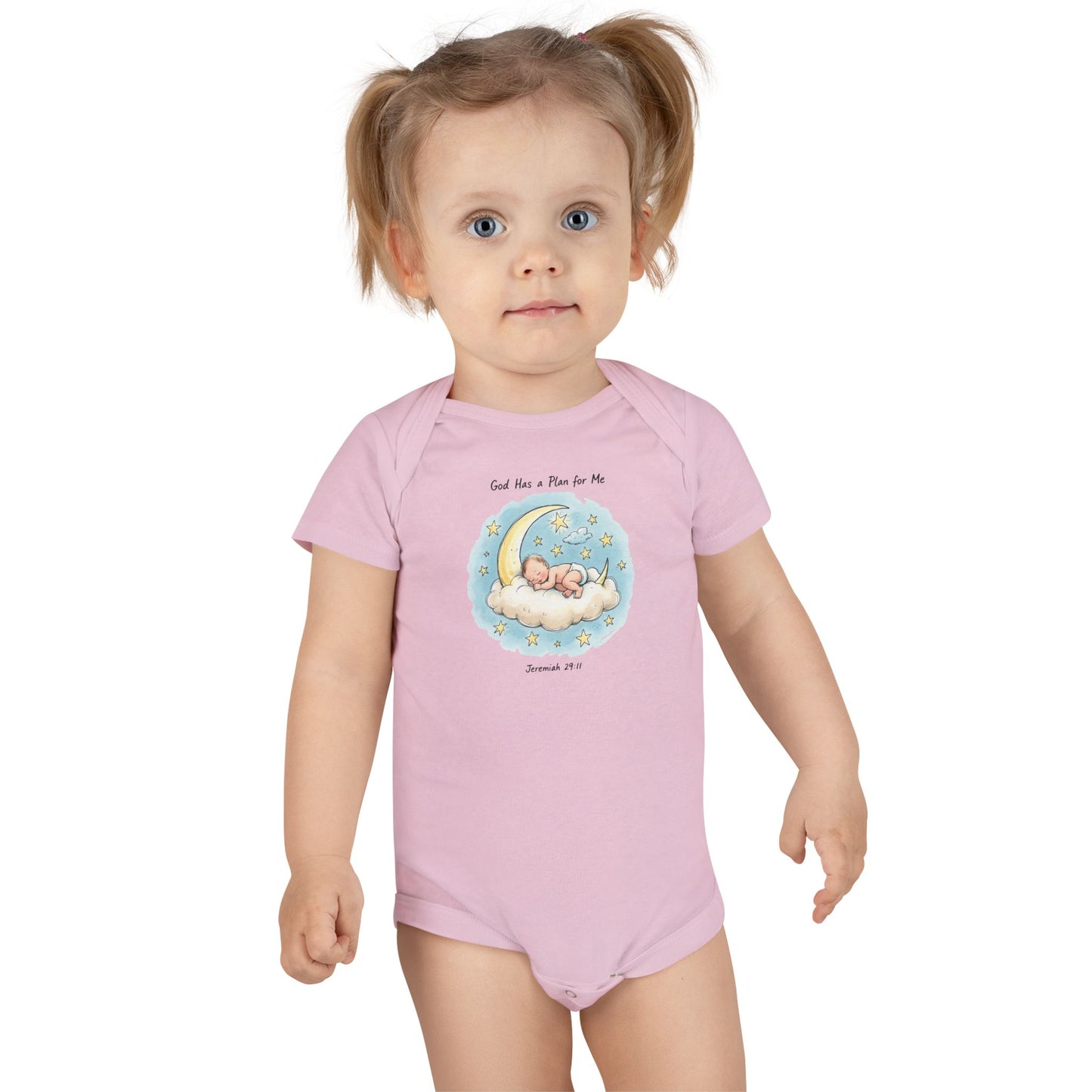 Baby Onesie - 'God Has a Plan for Me' Sleeping Moon Newborn Bodysuit