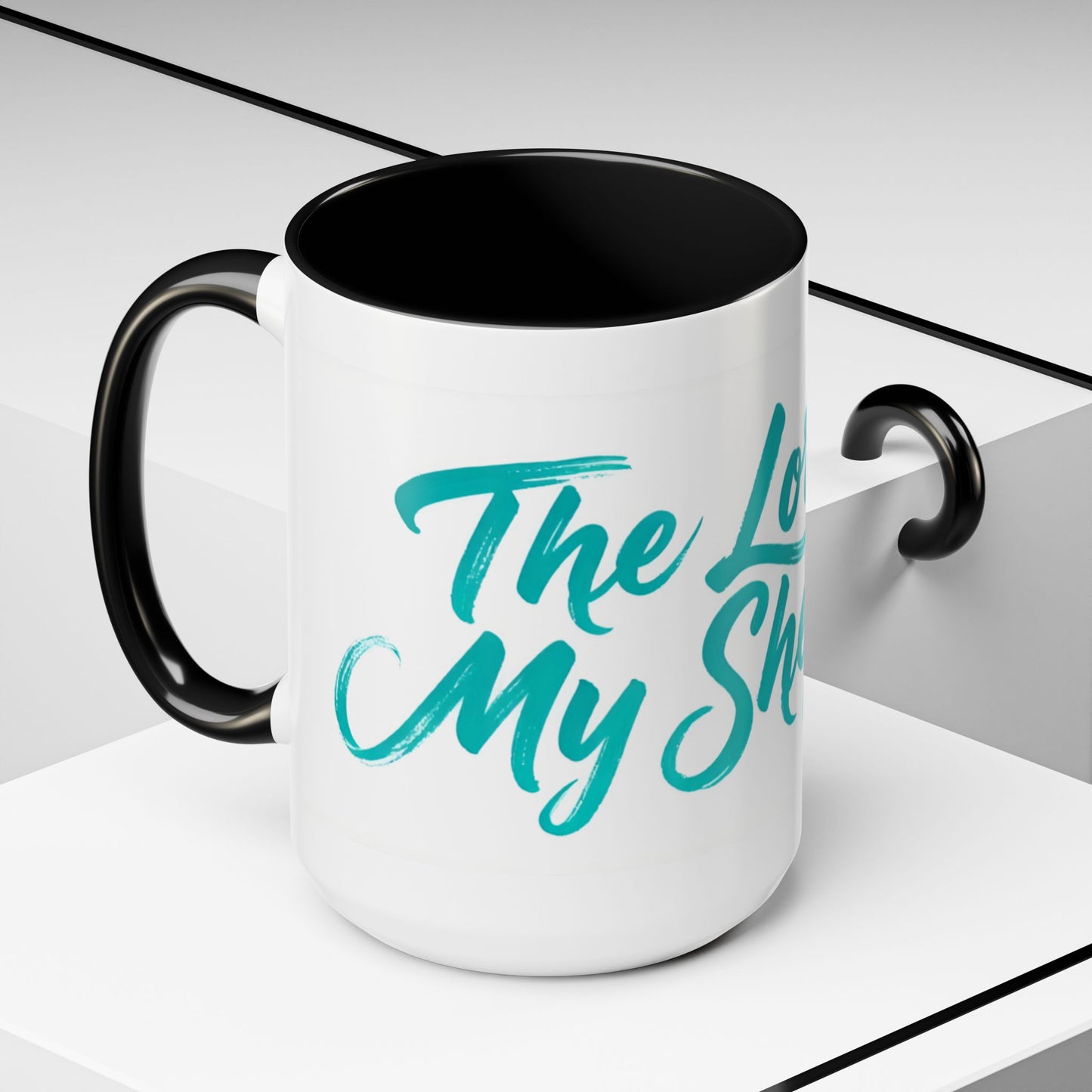 Scripture Accent Coffee Mug — Teal Hand-Lettered Encouragement (11/15 oz)