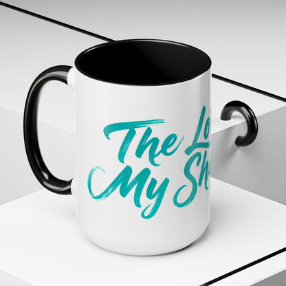 Scripture Accent Coffee Mug — Teal Hand-Lettered Encouragement (11/15 oz)