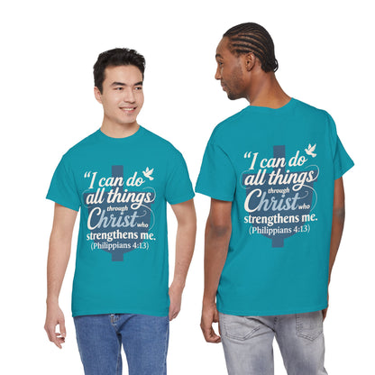 Philippians 4:13 Cotton Tee — "I Can Do All Things" Christian Prayer T-Shirt